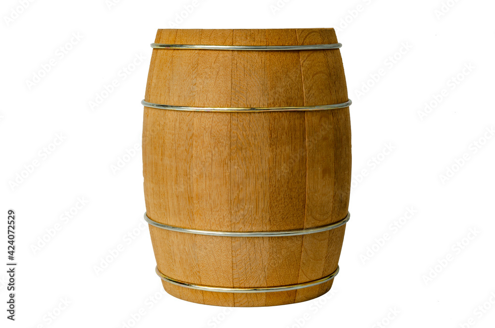 Obraz premium wooden barrel of isolate on a white background. copyspace