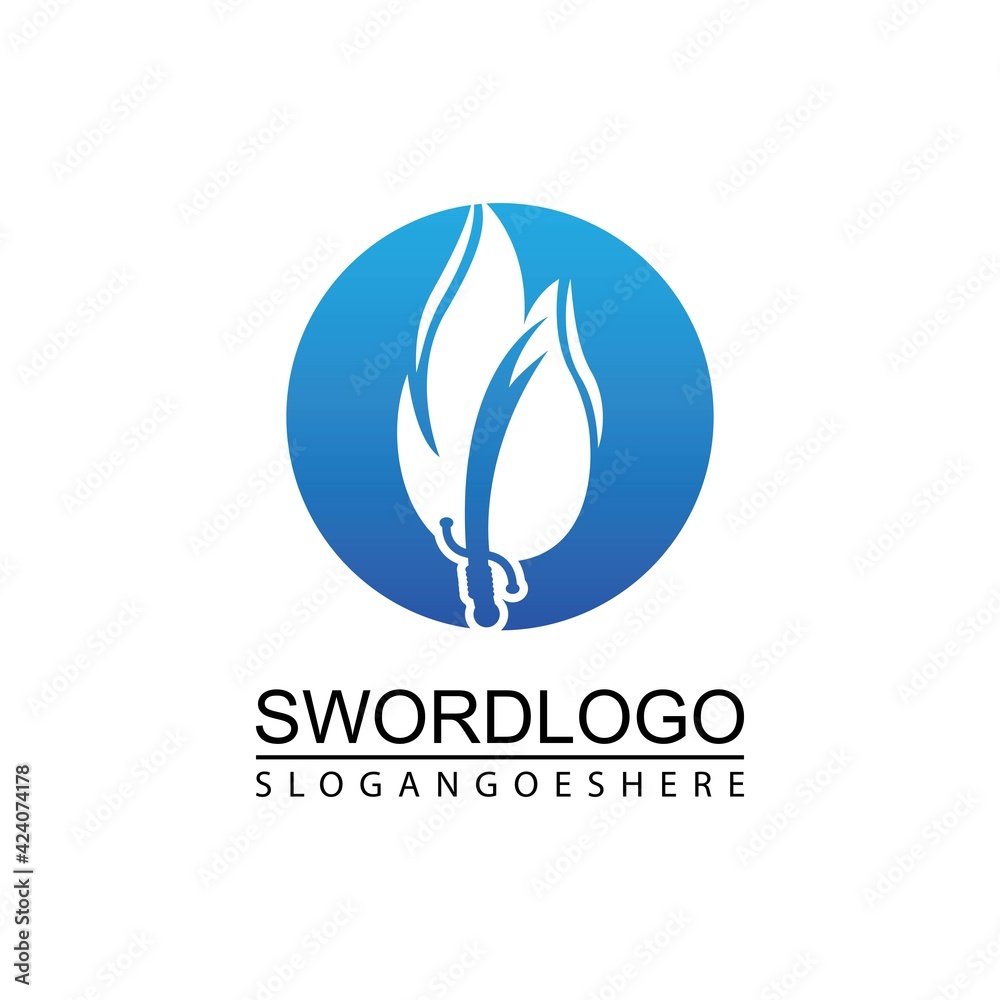 Sword Fire Logo Vector Template Design