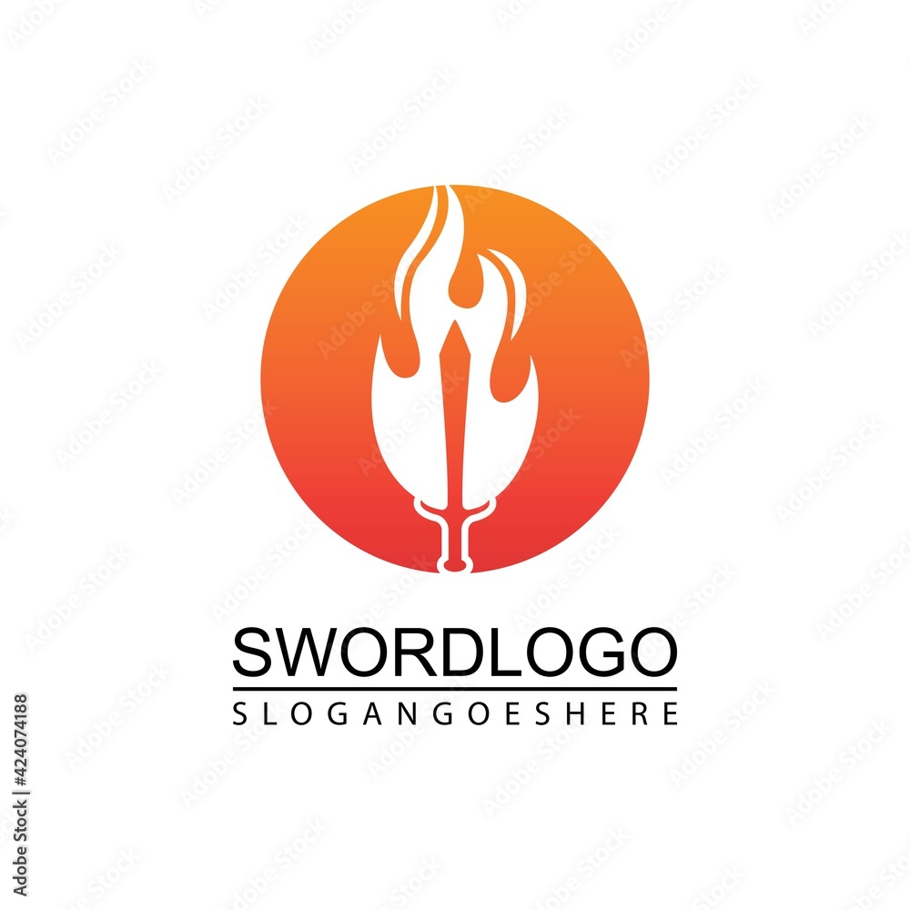 Sword Fire Logo Vector Template Design