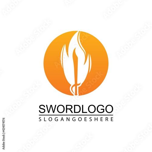 Sword Fire Logo Vector Template Design