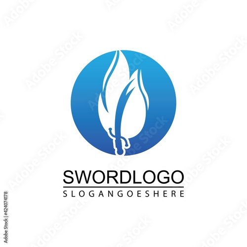 Sword Fire Logo Vector Template Design