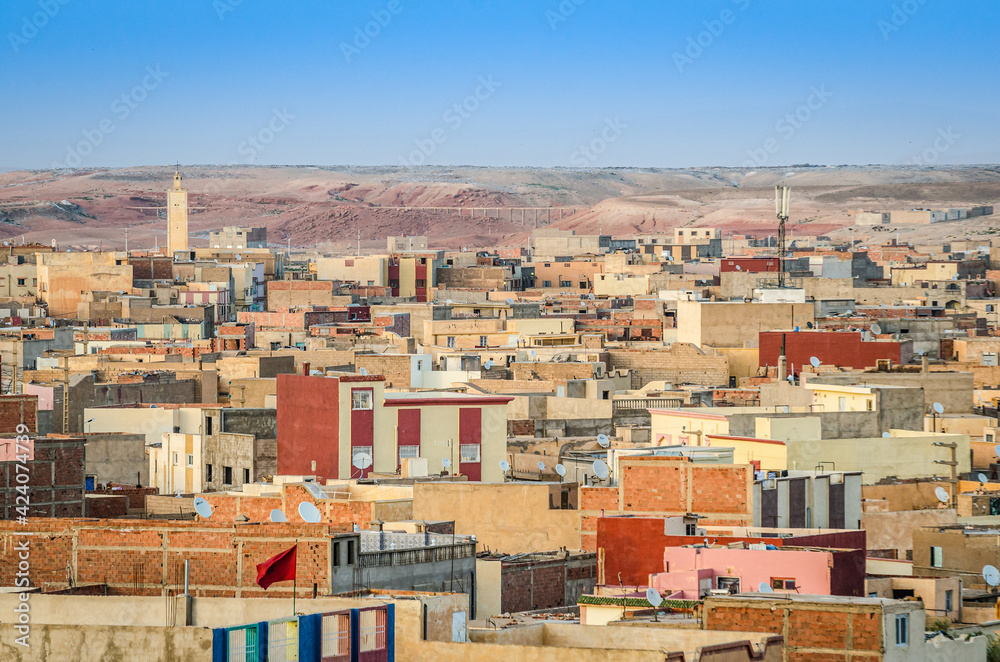 Midelt, Morocco - April 10, 2014. Panorama of city which is also called  the gate to the Atlas mountain
