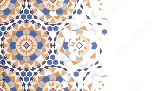 Background with broken Moroccan mosaics and floor tiles in soft tones