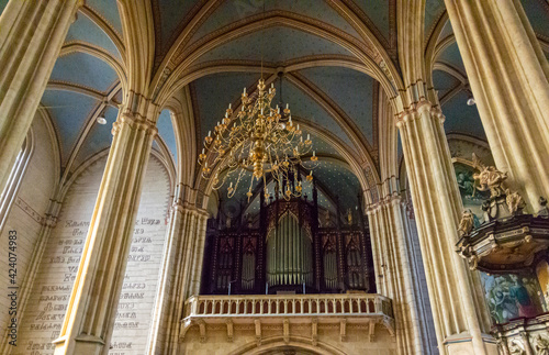 Chandelier in the cathedral in the city of Zagreb, Croatia