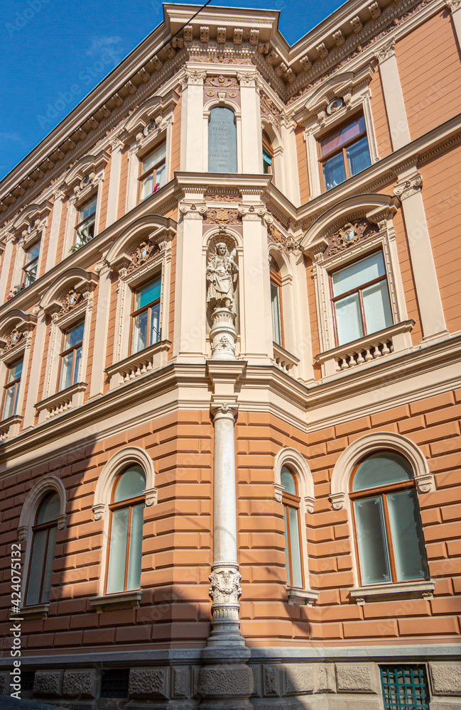 Facade of an historic building in the city of Zagreb, Croatia