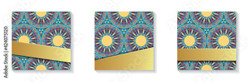 Set of square frames with copy space for social media posts Moroccan mosaic