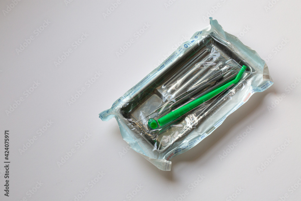 dental instruments on a white background