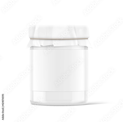 Glass jar mockup isolated on white background. Vector illustration. Front view. Сan be used for food, cosmetic and other needs. EPS10	
