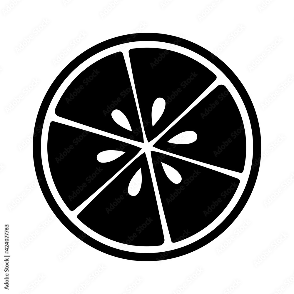 Half sliced citrus fruit icon. Lime lemon grapefruit orange black and white vector illustration. Half sliced citrus fruit icon. Lime lemon grapefruit orange black and white vector illustration.