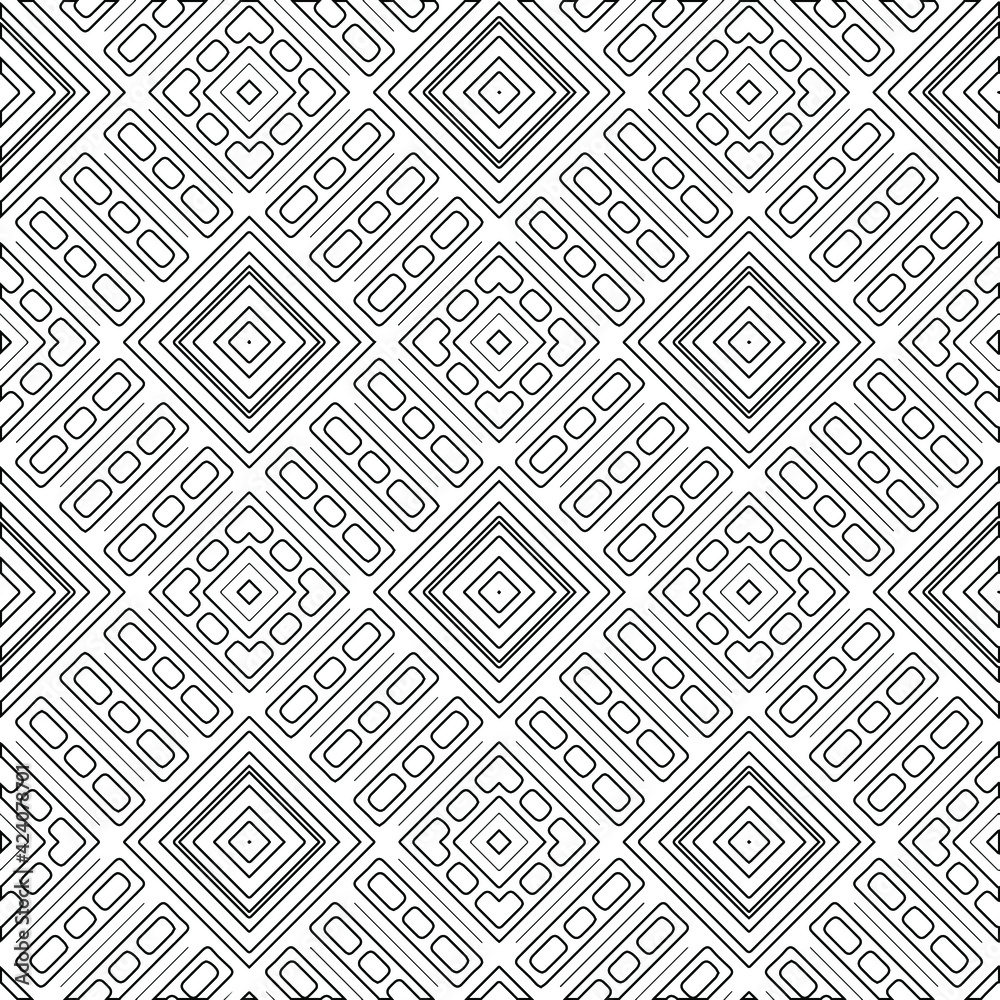 Fototapeta premium Geometric vector pattern with triangular elements. Seamless abstract ornament for wallpapers and backgrounds. Black and white colors.