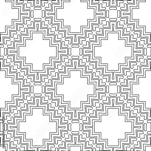 Geometric vector pattern with triangular elements. Seamless abstract ornament for wallpapers and backgrounds. Black and white colors. 