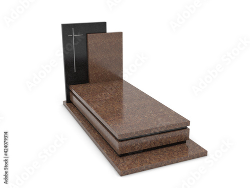 Modern tombstone isolated on white, 3d illustration