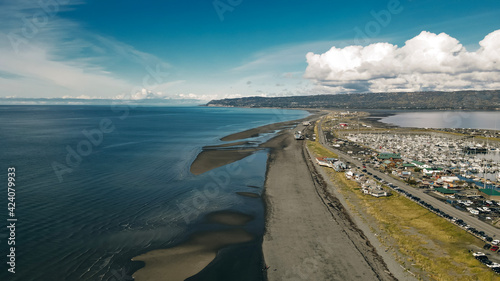 Homer Spit from above in Homer, Alaska. Aerial view photo