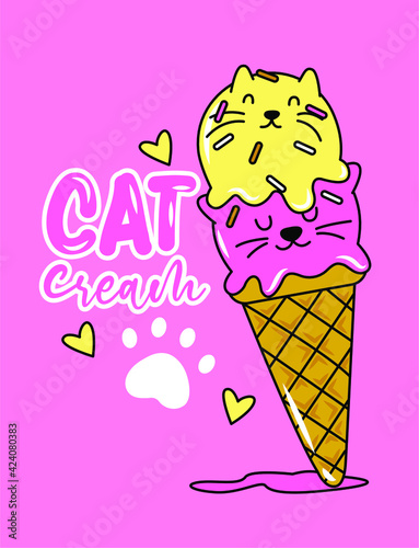 ILUSTRACION HELADO DE GATITOS 