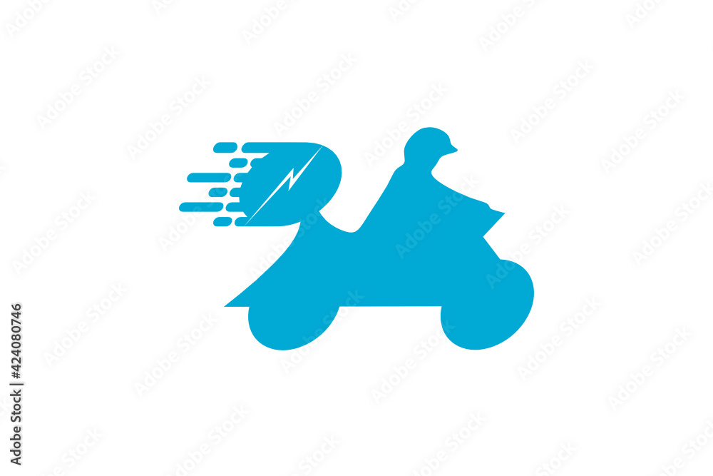 Vector icon for fast delivery service by motorbike Vector icon for fast delivery service by motorbike