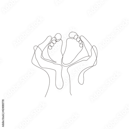 Holding Baby Feet Line Art | Printable Family Line Art Print | Minimalist Nursery Wall Art | Baby Room Wall Decor