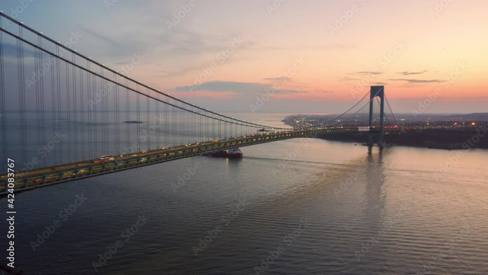 Verrazano narrow bridge in Sunset Hyperlapse Verrazano narrow bridge in Sunset Hyperlapse