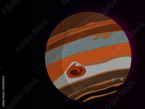 Jupiter is the fifth planet in the solar system. It is part of the so-called outer or gaseous planets. It gets its name from the Roman god Jupiter.