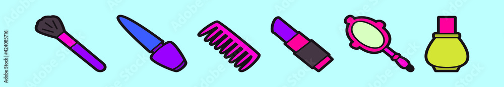 set of cosmetic cartoon icon design template with various models. vector illustration isolated on blue background set of cosmetic cartoon icon design template with various models. vector illustration isolated on blue background