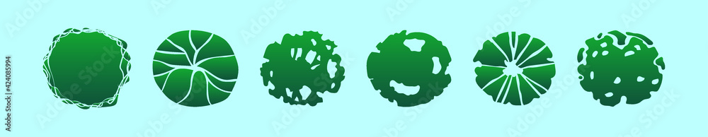 set of plant top view cartoon icon design template with various models. vector illustration isolated on blue background set of plant top view cartoon icon design template with various models. vector illustration isolated on blue background