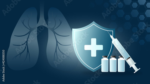 COVID-19 vaccine. Pulmonary vaccination medical illustration.
