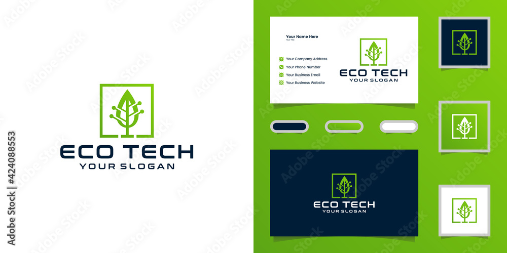 Tree Tech Logo Design Concept and business card Tree Tech Logo Design Concept and business card
