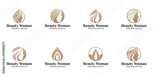 set of beauty woman logos