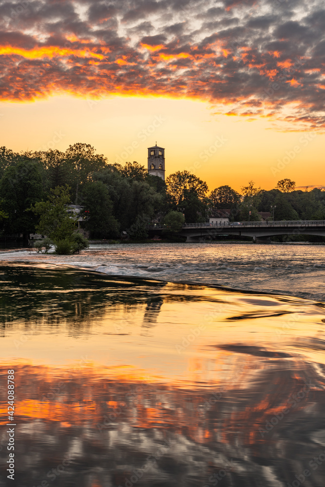 Fototapeta premium sunset over the river