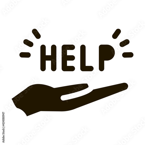 help on palm glyph icon vector. help on palm sign. isolated symbol illustration