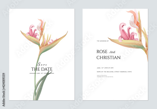 Floral wedding invitation card template design, fancy flower on white