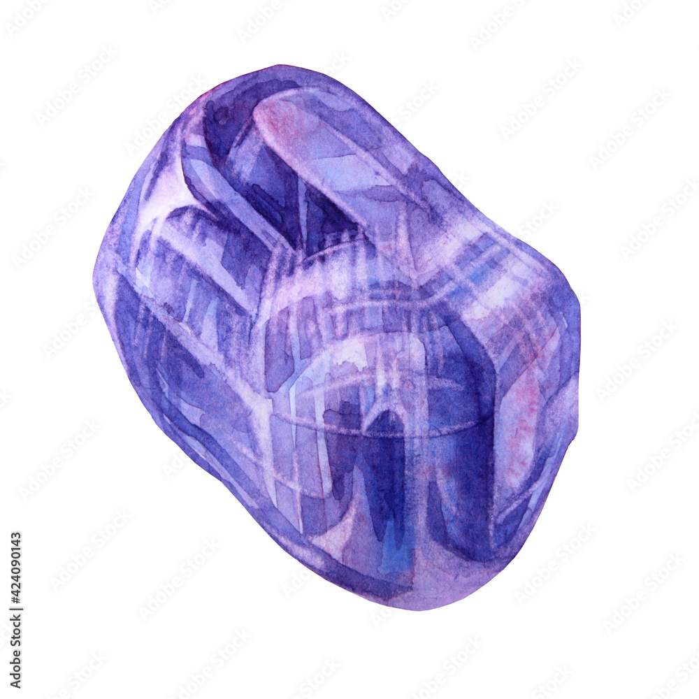 Watercolor mineral crystal purple amethyst isolated on white background. Hand-drawn treasure gemstone for meditation, office supplies, sticker, sketchbook, card, celebration, wedding, wrapping Watercolor mineral crystal purple amethyst isolated on white background. Hand-drawn treasure gemstone for meditation, office supplies, sticker, sketchbook, card, celebration, wedding, wrapping