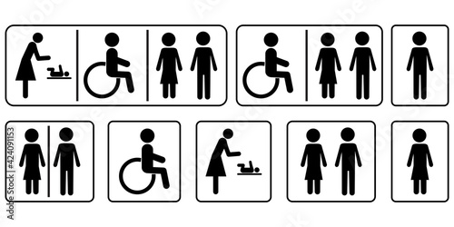 Disabled people mom icons, great design for any purposes. Old people. Stock vector image. EPS 10.