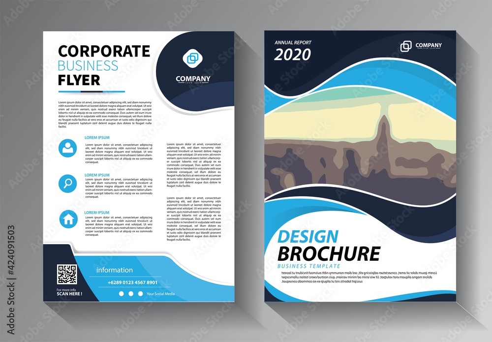Naklejka premium Brochure design, cover modern layout, annual report, poster, flyer in A4 with colorful triangles, geometric shapes for tech, science, market with light background