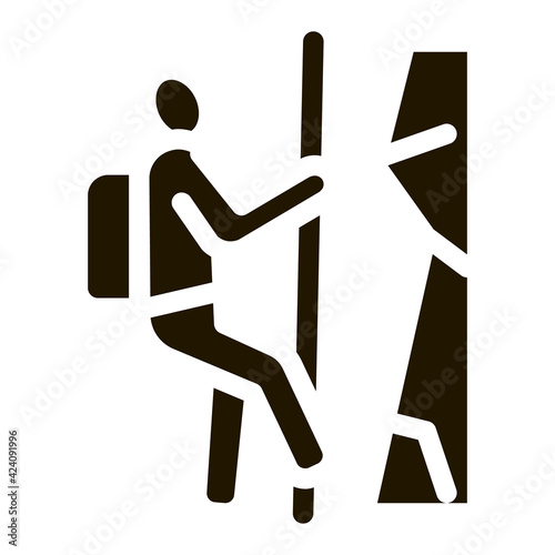 alpinist climbing glyph icon vector. alpinist climbing sign. isolated symbol illustration