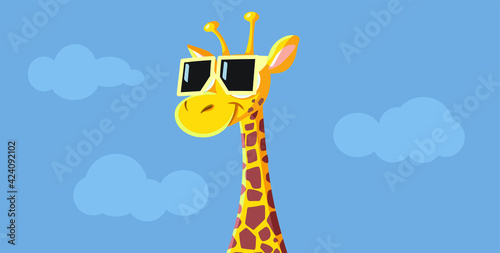 Funny Giraffe Wearing Sunglasses Vector Cartoon
