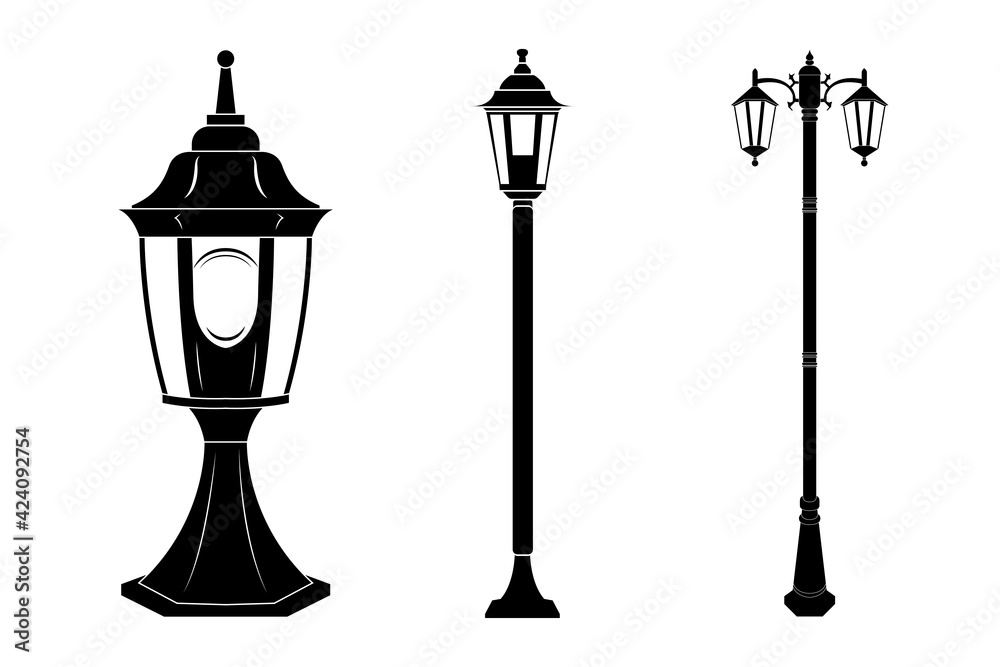 Black and white garden lamp vector design Black and white garden lamp vector design