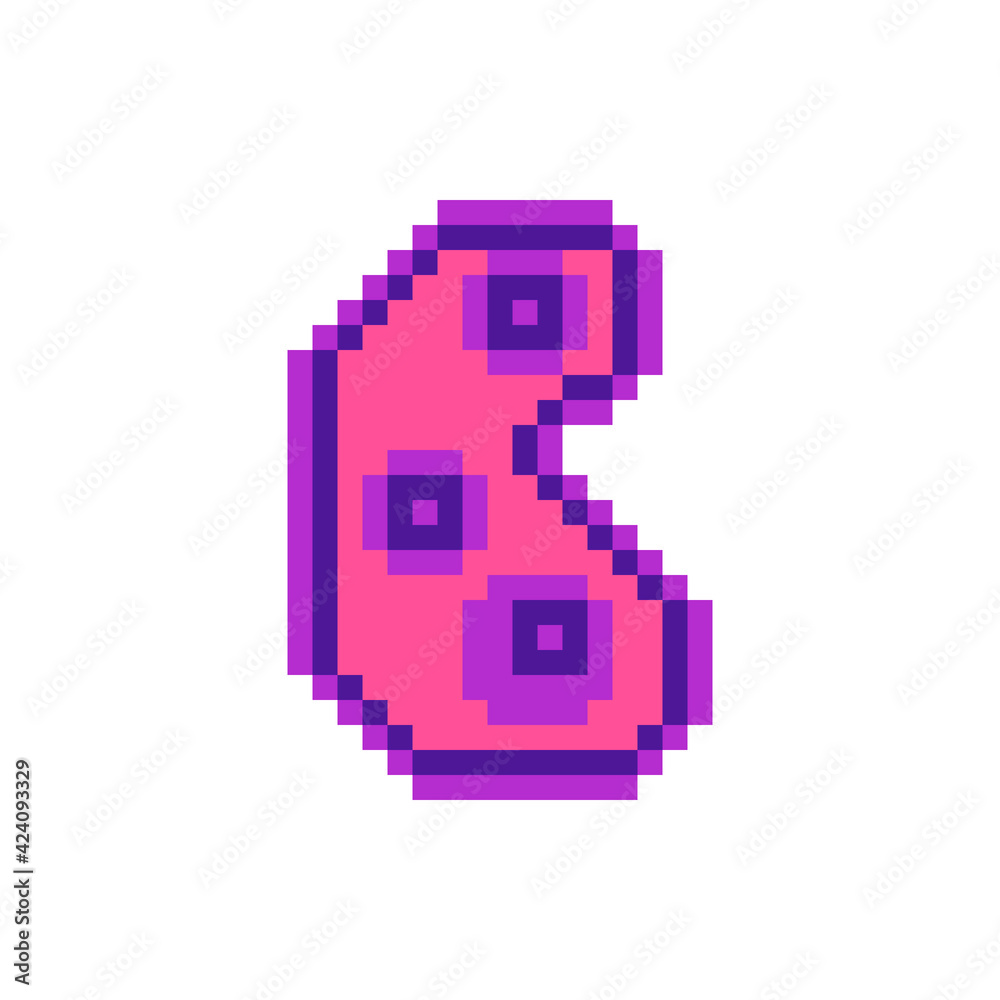 Bacteria pixel art icon. Bacterium or microbe sign. Micro organisms, virus, germs and bacilli. Medicine infection symbol. Observation in the microscope. Isolated vector illustration. Design for logo. Bacteria pixel art icon. Bacterium or microbe sign. Micro organisms, virus, germs and bacilli. Medicine infection symbol. Observation in the microscope. Isolated vector illustration. Design for logo.