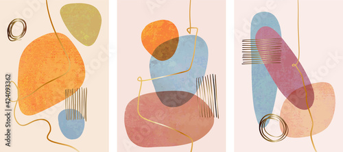 set of Creative minimalist hand painted. Abstract design with doodles and various shapes . Vector illustration