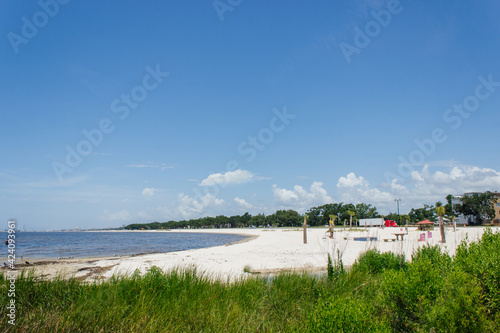 Summer seascape on the beach on a sunny day