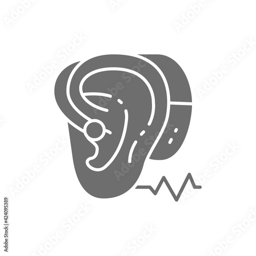 Hearing aid gray icon. Isolated on white background