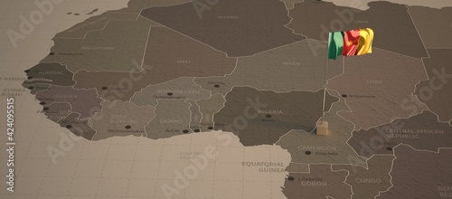 Cameroon map and flag. 3d i...