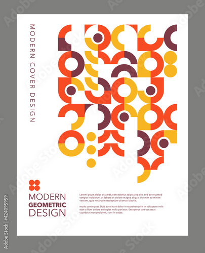 Geometric graphic design template. Retro Bauhaus style for covers, social media, posters, marketing. Eps10 vector illustration