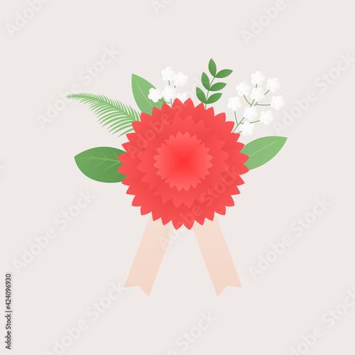 Vector illustration of a carnation corsage.