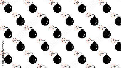 8 bit bomb seamless pattern