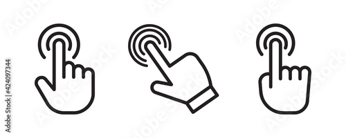 Hand click, clicking, touch, press, select icon set. Vector graphic illustration. Suitable for website design, logo, app, template, and ui. 