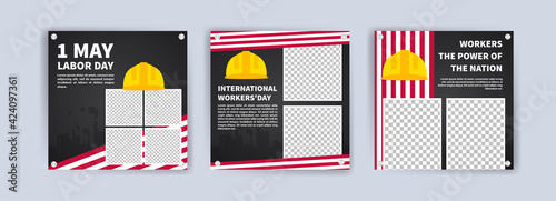 Labor Day. International Workers' Day. Banners vector for social media ads, web ads, business messages, discount flyers and big sale banner.