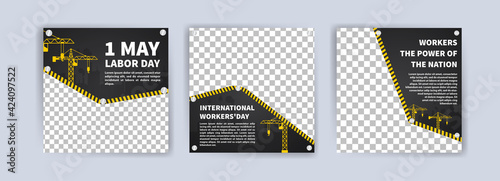 Labor Day. International Workers' Day. Banners vector for social media ads, web ads, business messages, discount flyers and big sale banner.