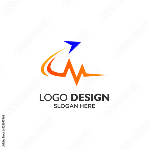 Free Download arrow and heartbeat logo design - GFXLoad