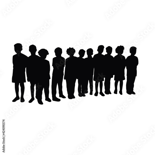 children waiting, silhouette vector