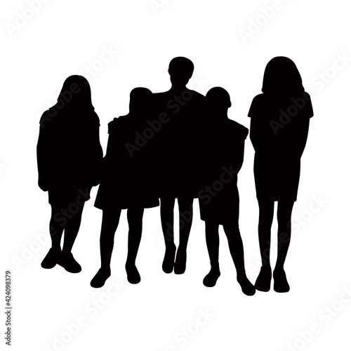 children together, silhouette vector